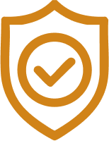Shield icon with checkmark highlighting safety and security